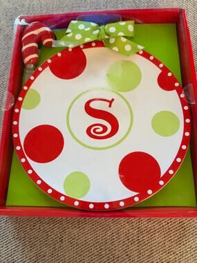 Mud Pie Initial "S" Ceramic Cheese Tray and Server set